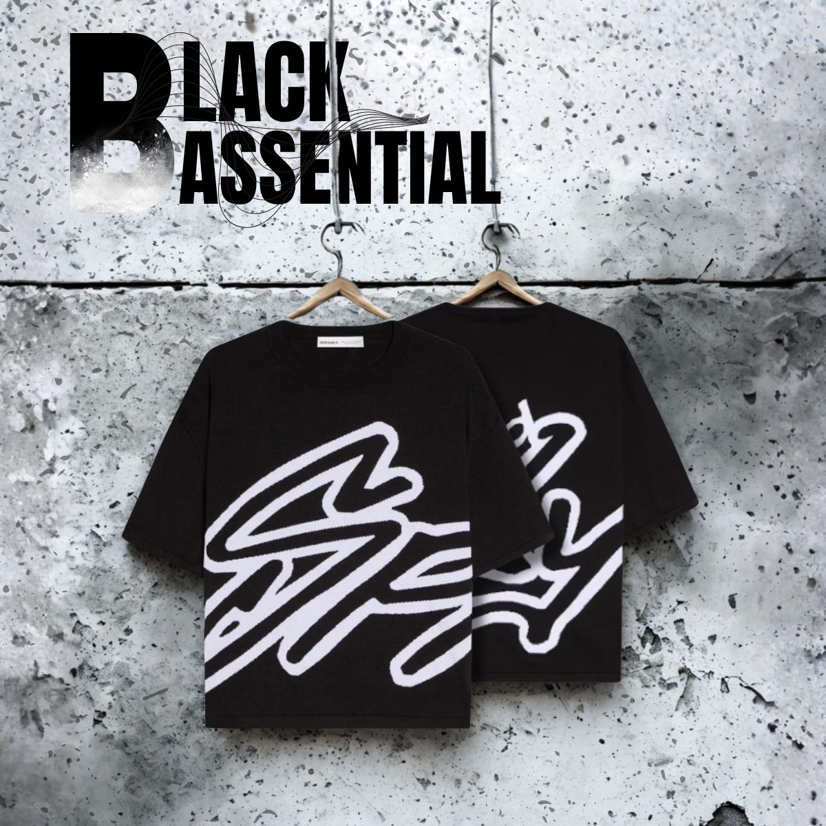 Reklamní kreativa Black Essential — streetwear kolekce
